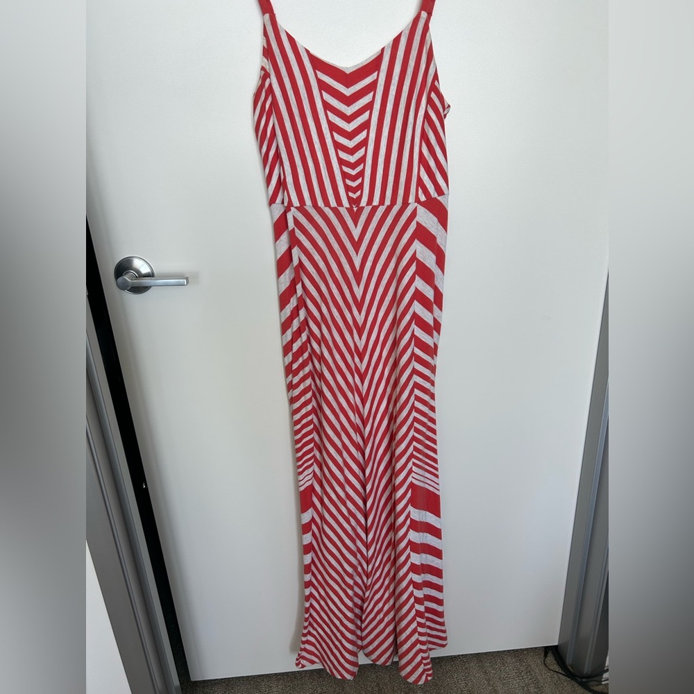 Coral Striped Maxi Dress GUC Size SP